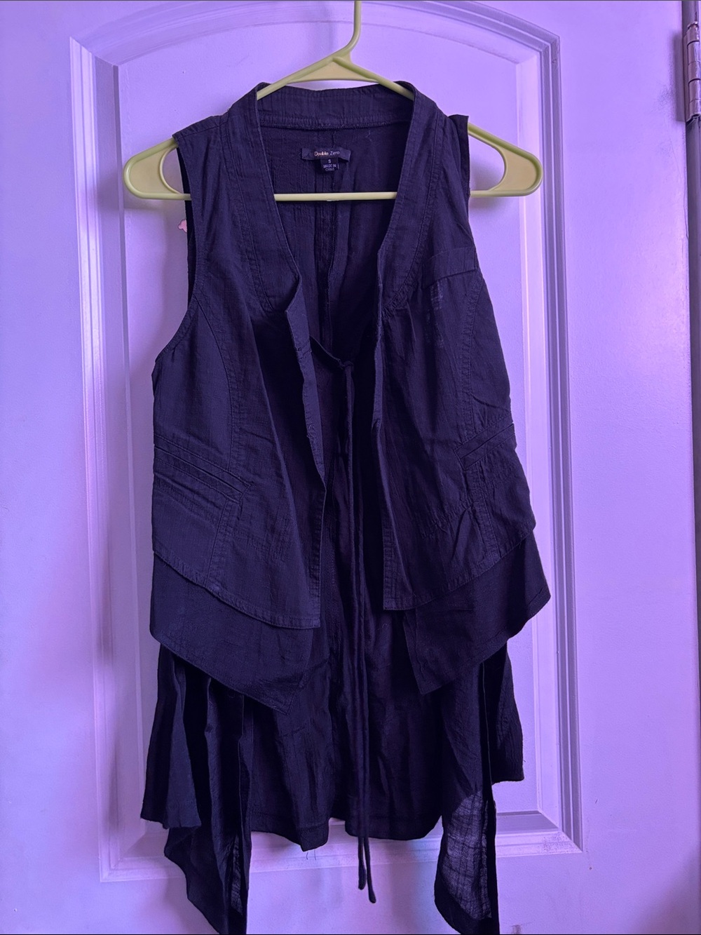 Double Zero Black Layered Sleeveless Tunic Vest